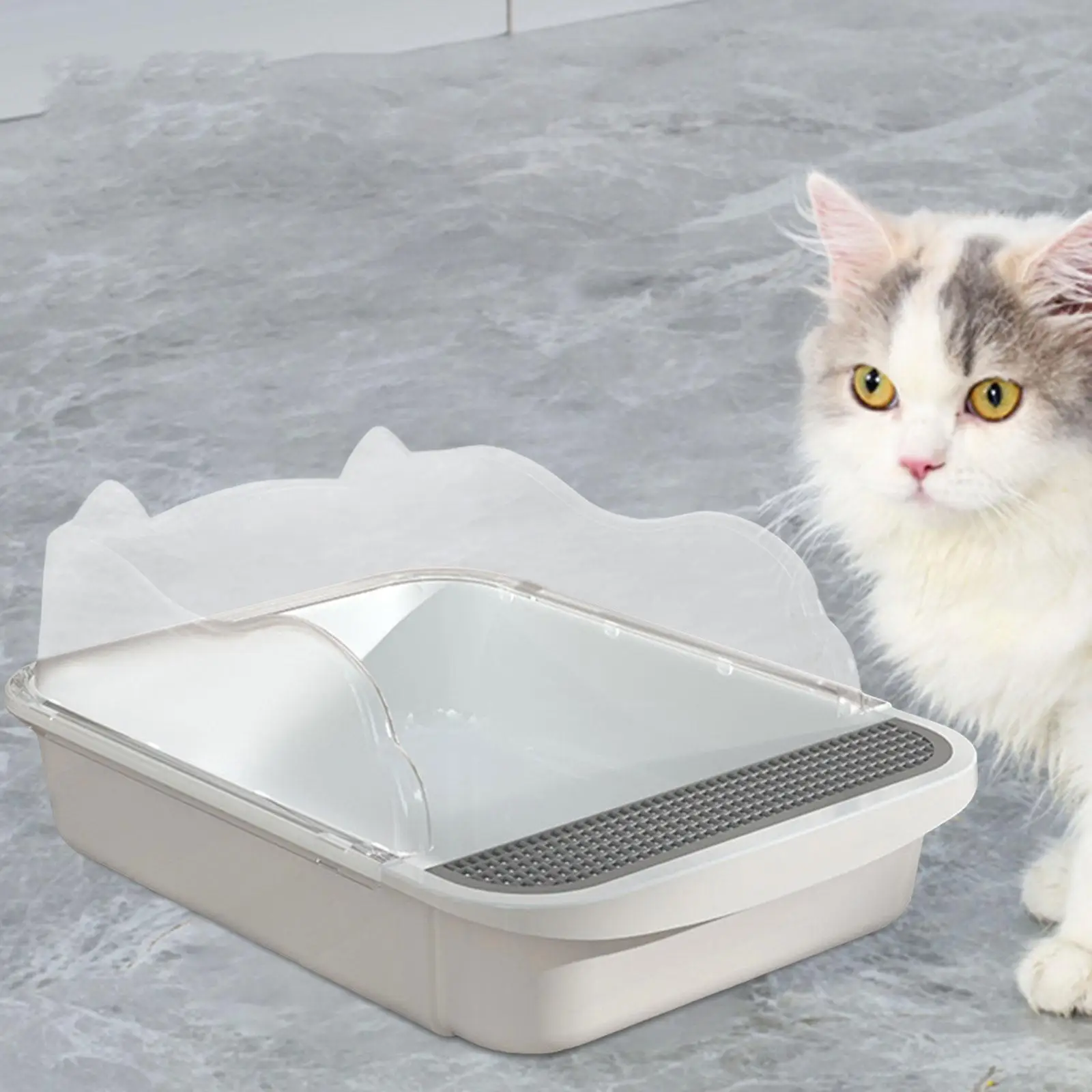 Semi Enclosed Open Cats Litter Box Toilet Durable Kitty Litter Pan Anti