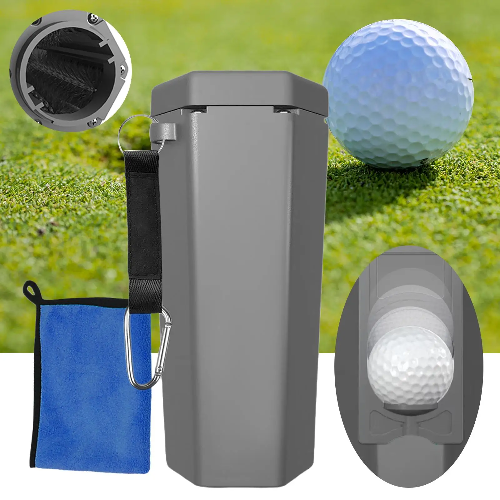 Golf Ball Washer with Towel Multipurpose Unique Holder Attachments Brush Cleaner for Traveling Friends Colleagues Golfer Outdoor