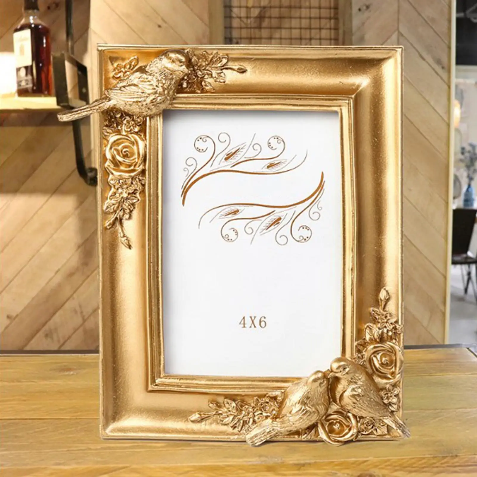 Retro Resin Photo Frame Picture Frame Holder Hanging Tabletop Embossed Frame for Living Room Holiday Wedding Decor Ornament