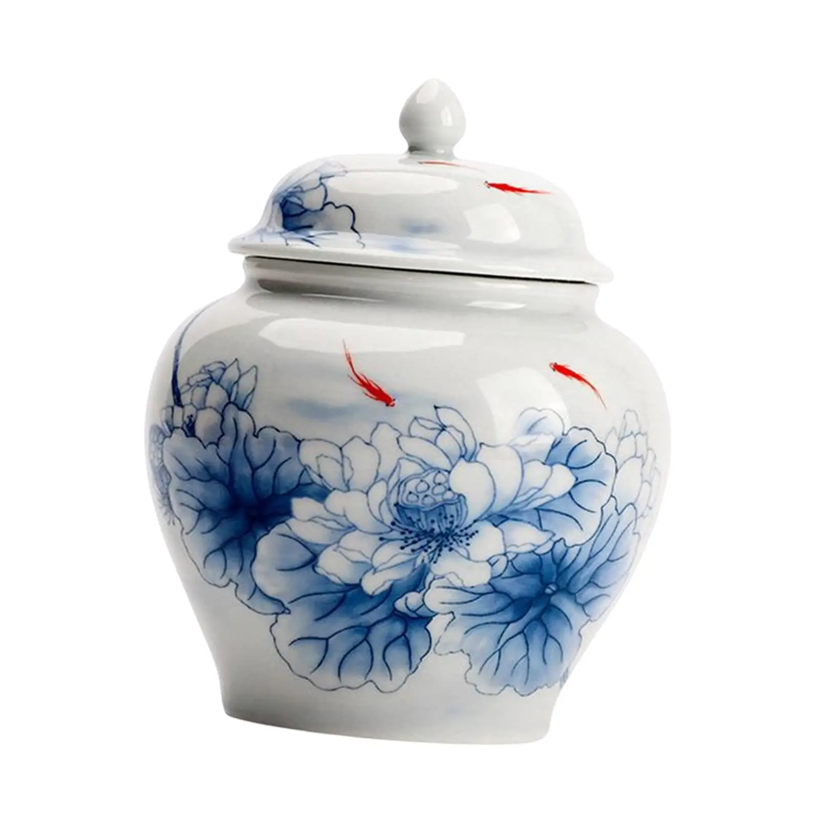 Blue and White Porcelain Ginger Jar Storage Jar Decorative Flower Vase