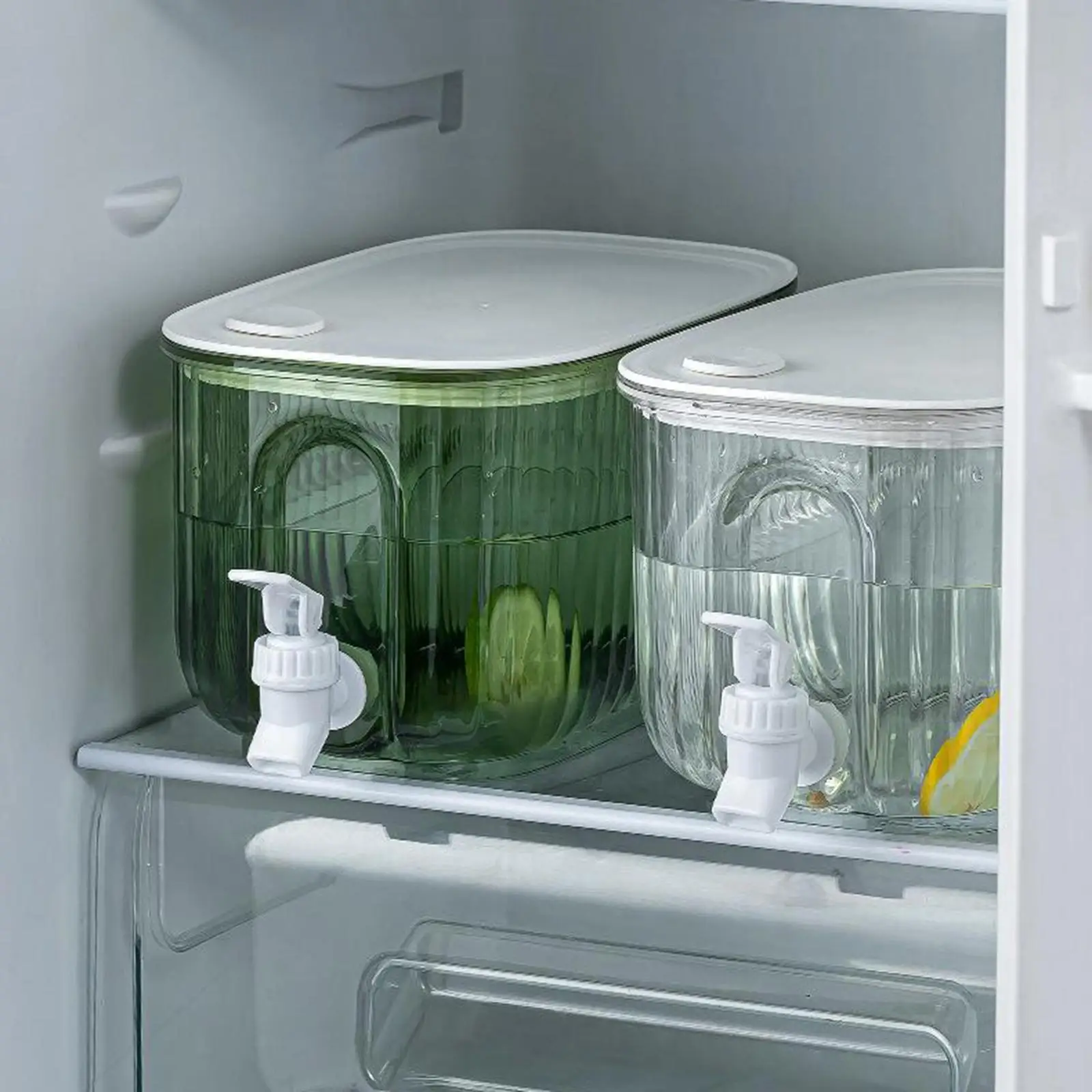 4L Drink Dispenser Large Capacity Cold Kettle Sealed with Faucet Beverage Bucket for Home Fridge Garden Outdoor Juice Lemonade