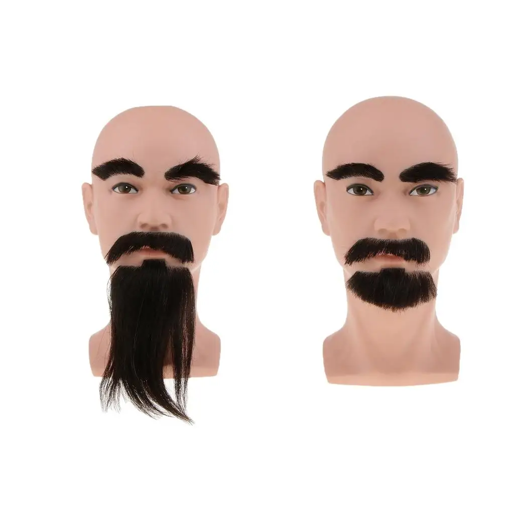 Male  Head  Hair Beard Hairdresser  Manikin Cosmetology Doll Head with Mount Hole