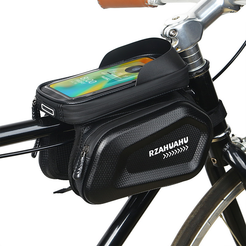 RZAHUAHU Hard Shell Mountain Bike Bicycle Bag Front Beam Bag Bicycle Bag Waterproof Upper Tube Bag Riding Portable Equipment. 