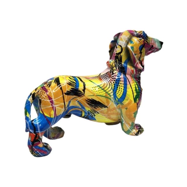  SIMON'S SHOP 11'' Dachshund Statues, White Dog Figurines,  Standing Wiener Dog Sculpture, Puppy Decor, for Dog Lover : Home & Kitchen