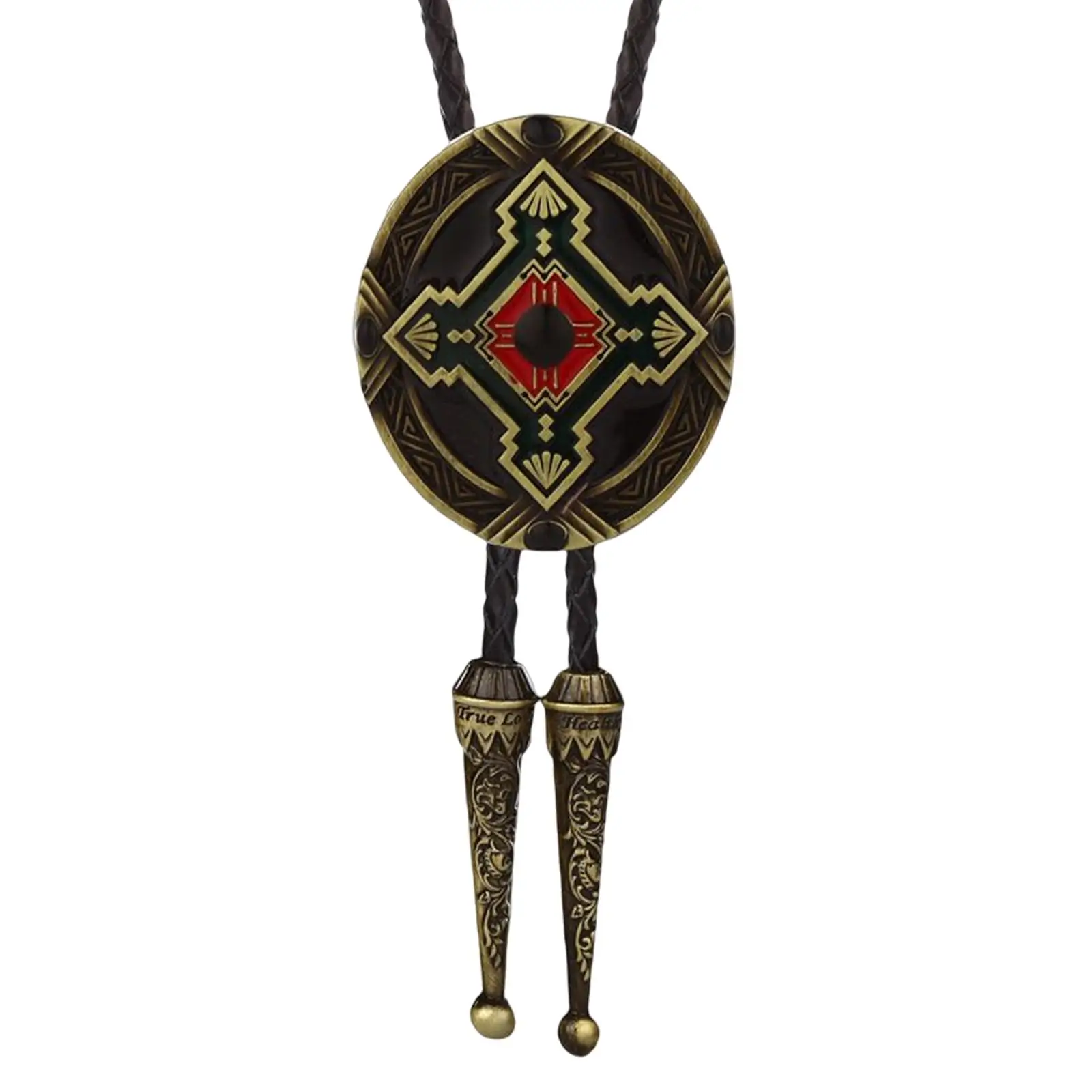 Bolo Tie Western Cowboy Pendant Leather  Special Apparel Accessory for Men Jewelry Durable Unisex Oval Shape Rope Length 100cm