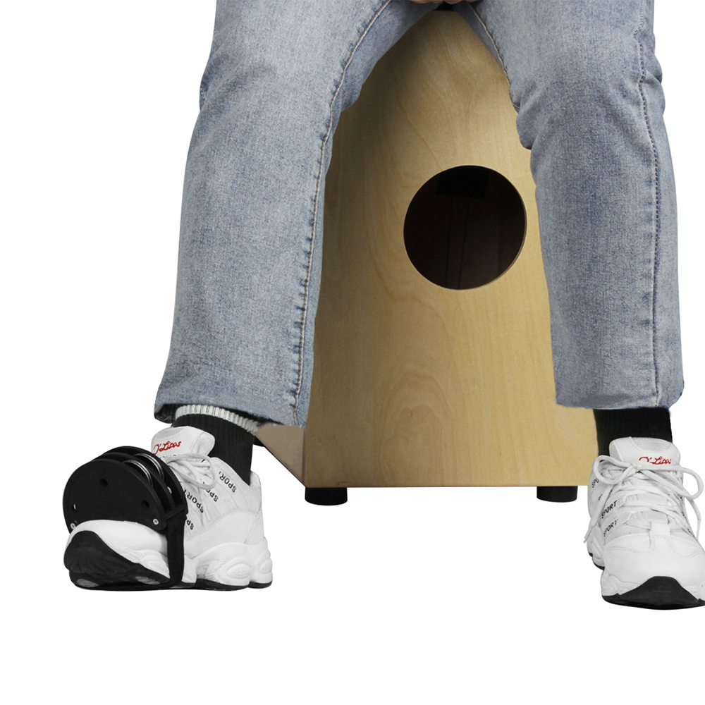 Description Picture 5 of itemOrff Black Elliptical Cajon Box Drum Foot Tambourine Drum Companion Hand Foot Jingle Tambourine Percussion Music Instrument