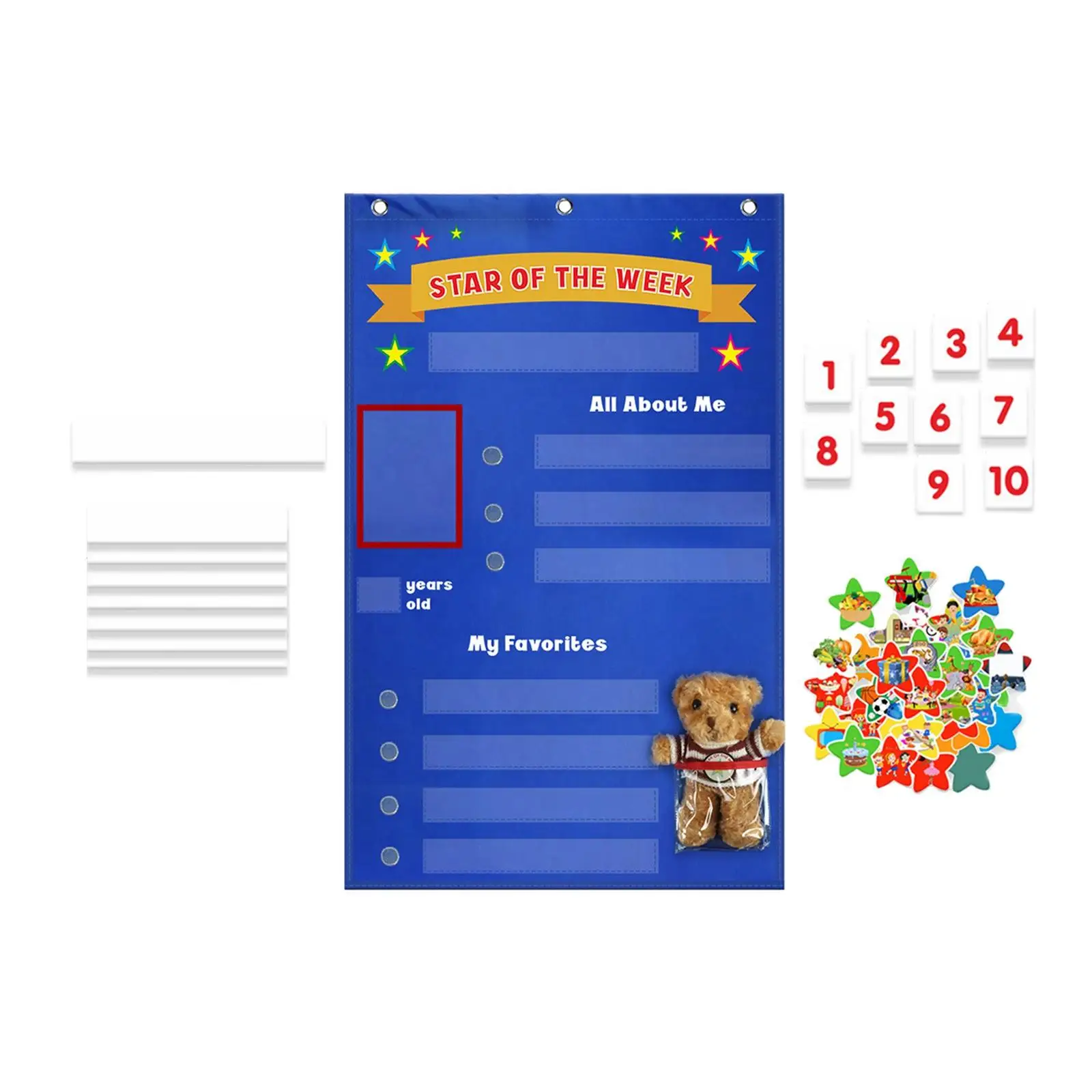 Star of The Week Pocket Chart Learning Materials Holiday Gifts for Toddlers