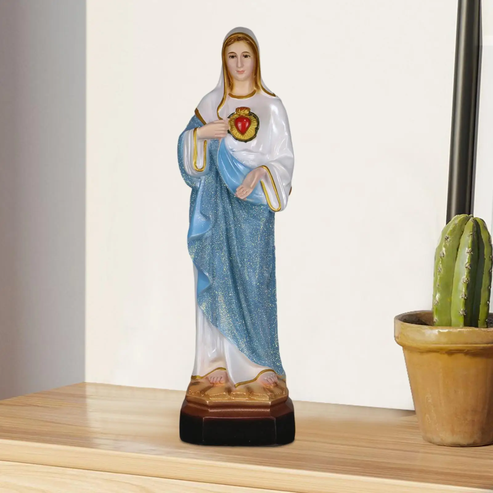 Holy Mary Figure 13.78 inch Tabletop Display Collection Crafts Religious Gifts Decorative Catholic Statue for Shelf Home Office