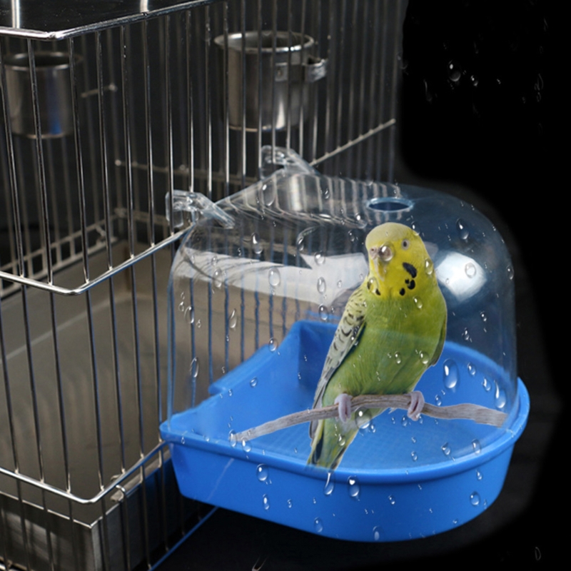 Title 4, Pet Bird Bath Box Parrot Bathing Tub Cage Acces...