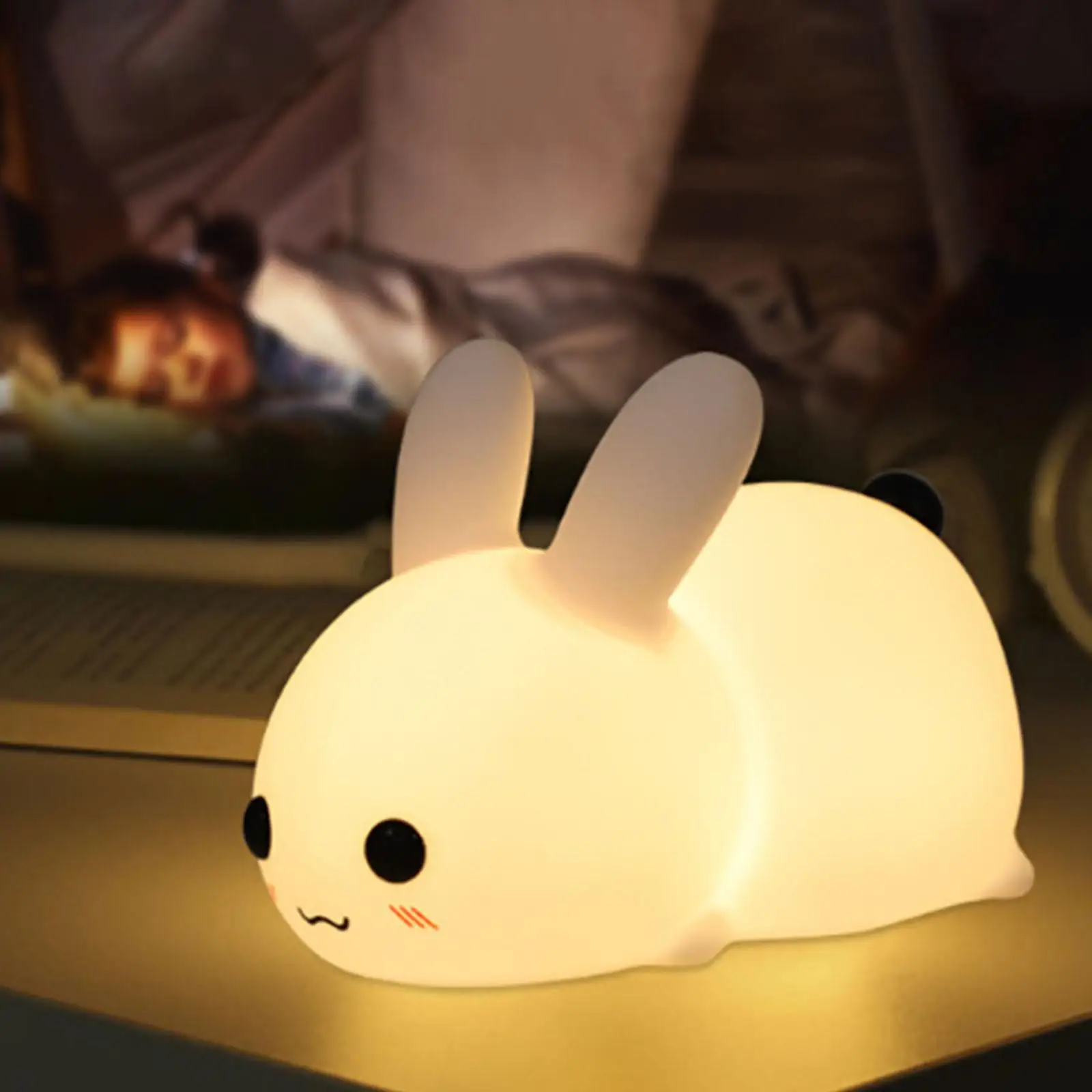 Silicone Bunny Night Light Color Changing Baby Nursery Desk Lamp Kids Gift