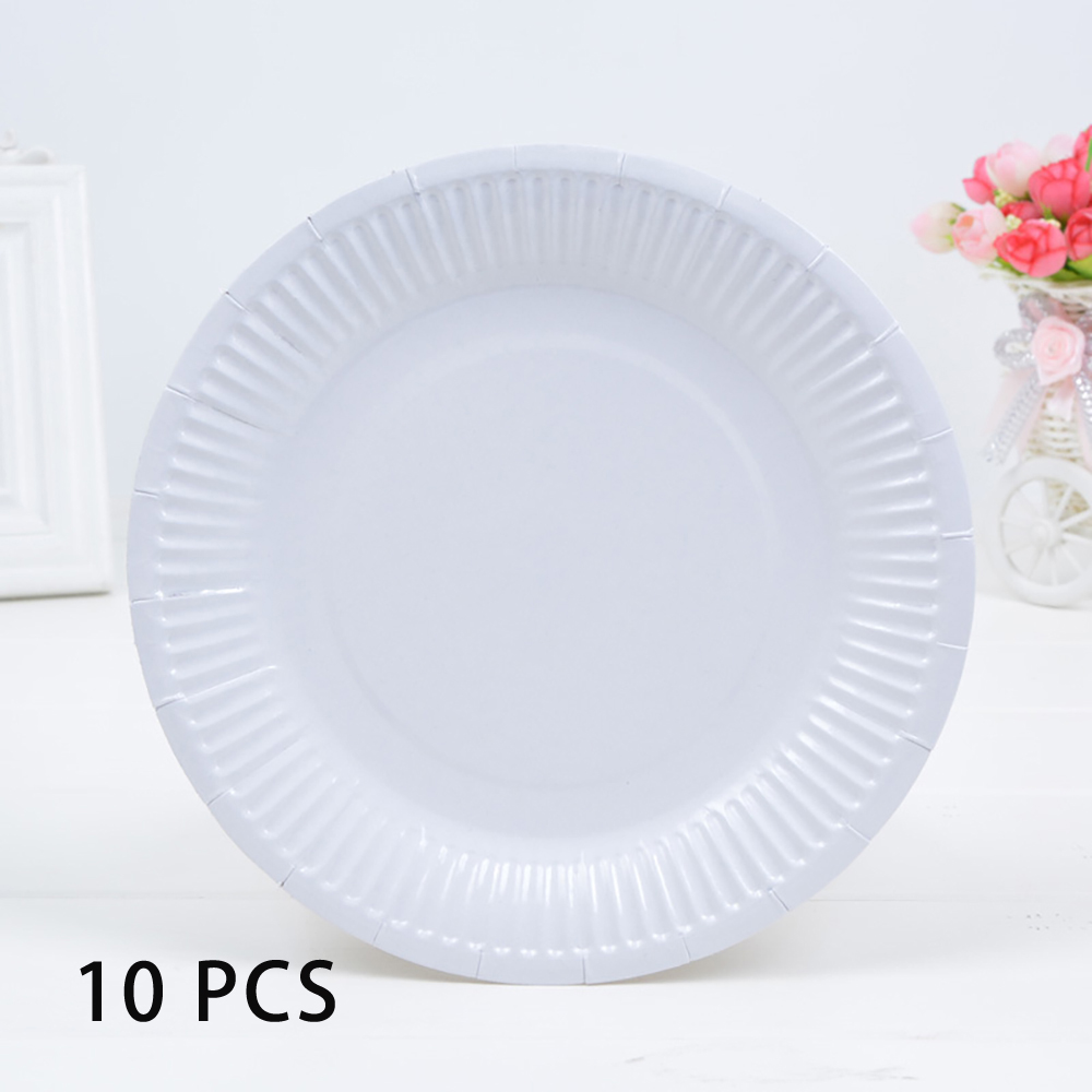 Description Picture 6 of item10 PCS Solid Color Disposable Paper Tray Eco-friendly Cardboard Diameter 18cm High quality white cardboard Handmade props