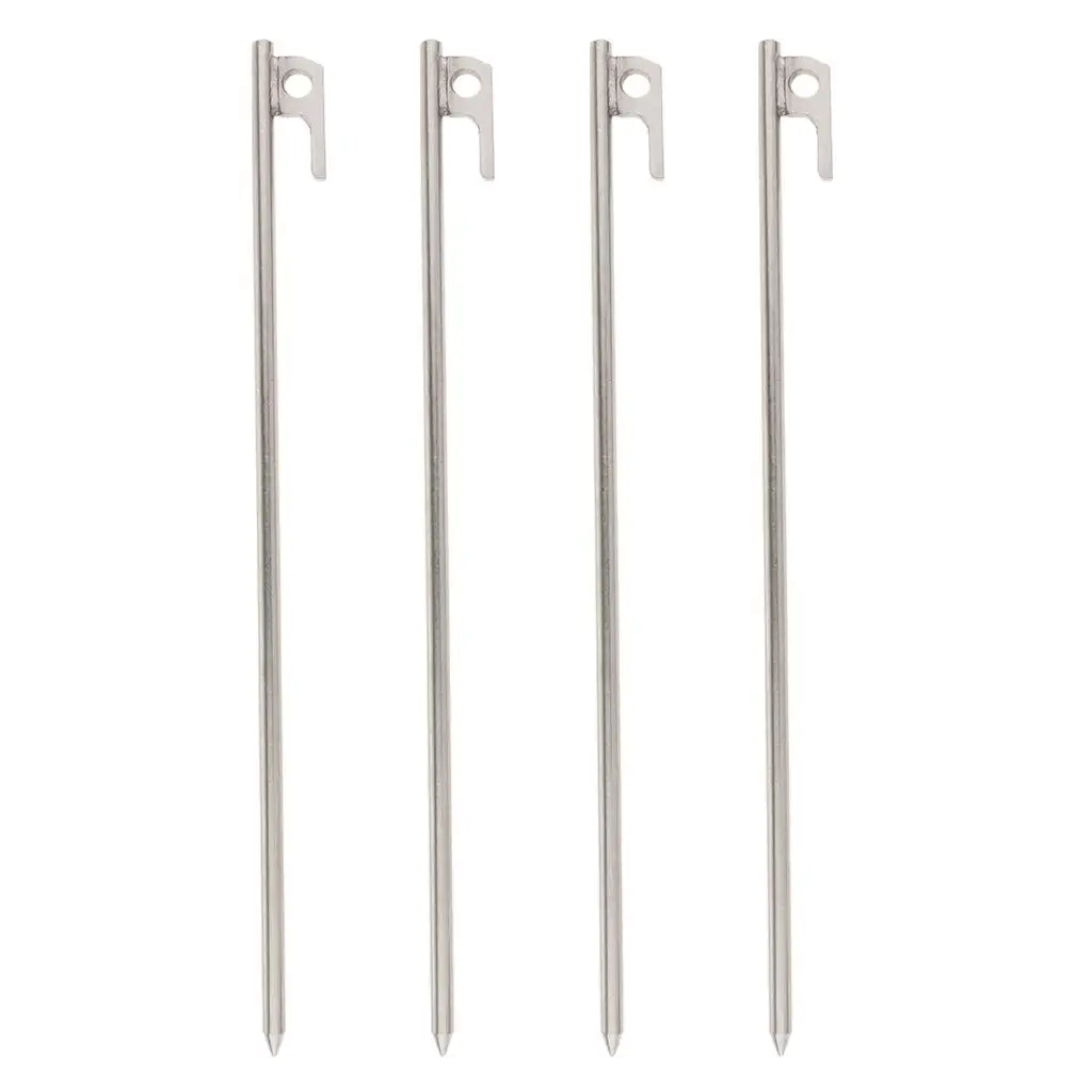 40cm Metal Camping Tent Stakes Stainless Steel Heavy Duty Canopy Stakes Pegs 4Pcs Tent Accessories
