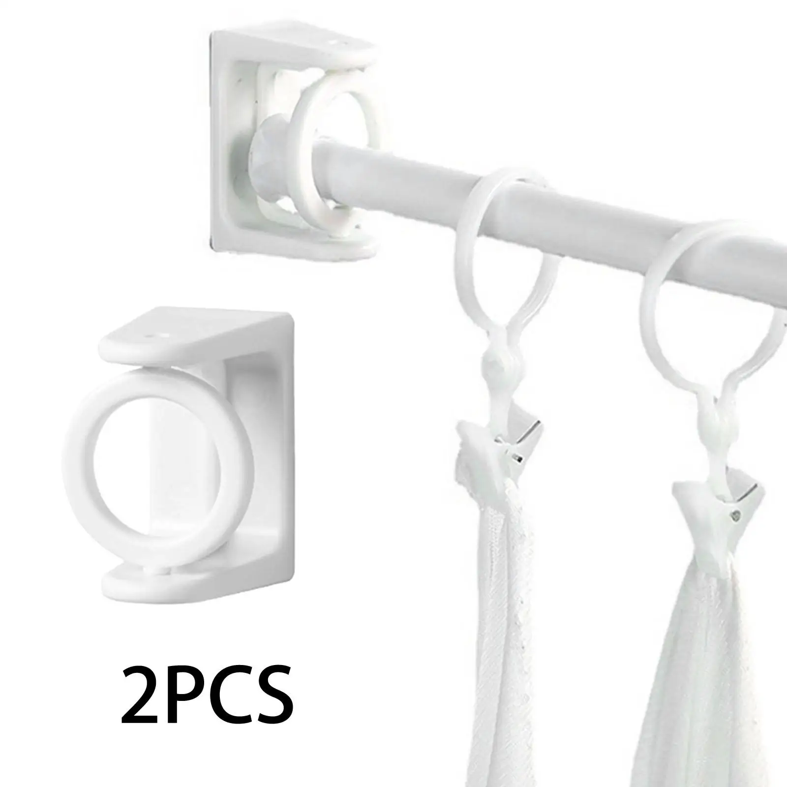Plastic Curtain Rod Brackets Holder Hook Rotatable Nail Free for Living Room