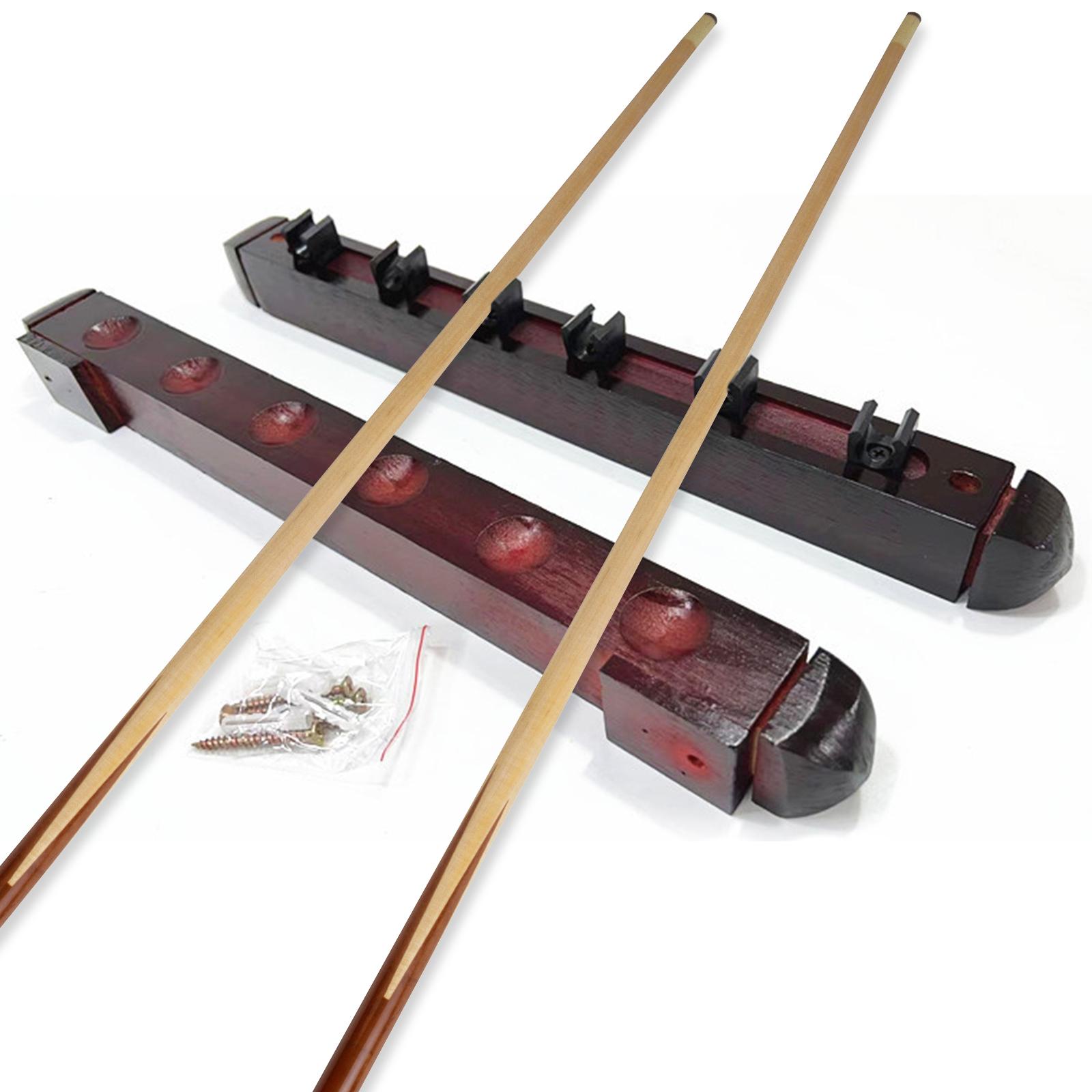 6 Pool Cues Wall Mounted Sticks Rack Billiard