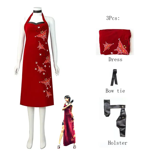 Hot Custom made Resident Evil 5 Ada Wong Chinese Red Robes Sexy Dress Movie  Cosplay Costume - AliExpress