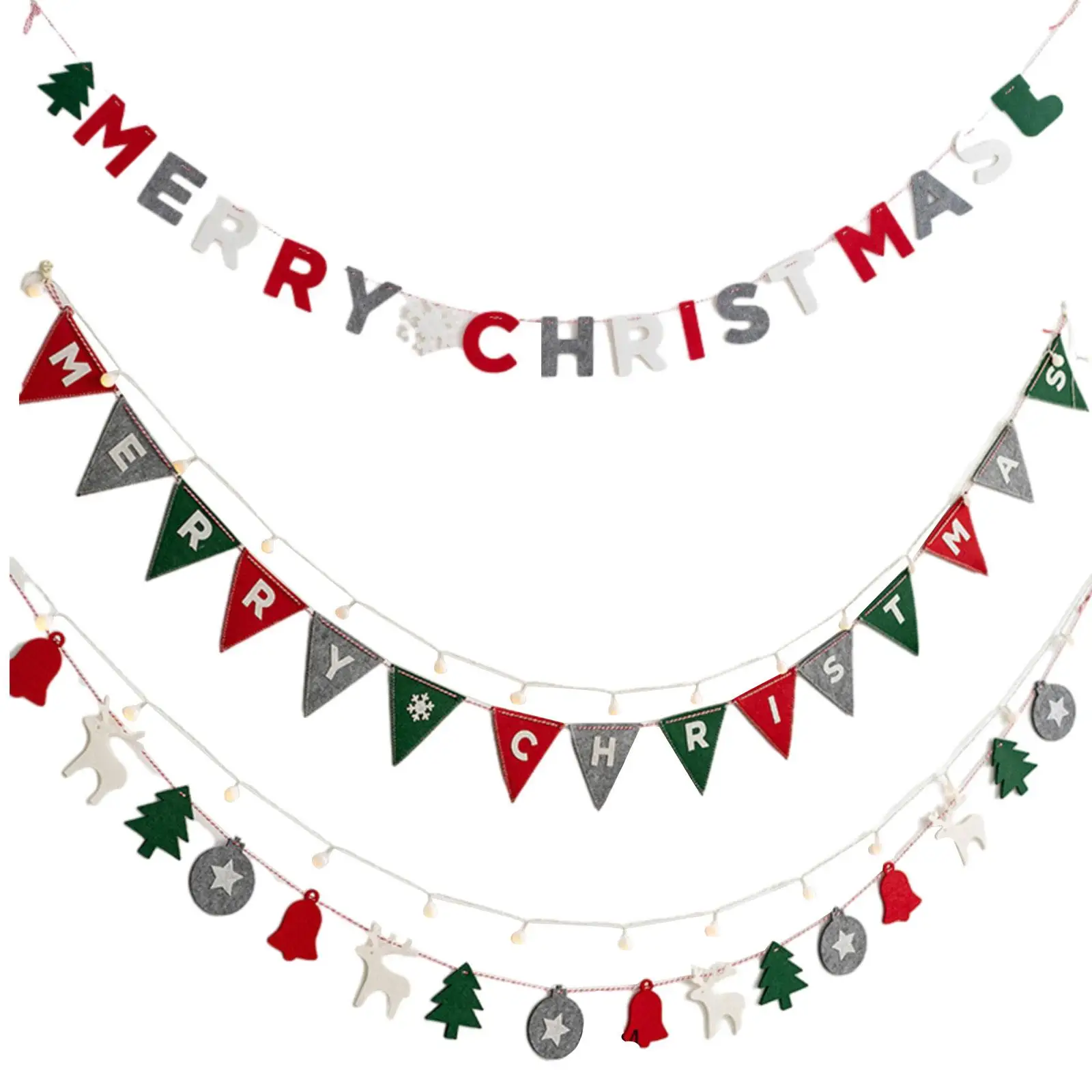 Merry Christmas Fabric Banner Bunting Garden Celebrations Xmas Hanging Decor