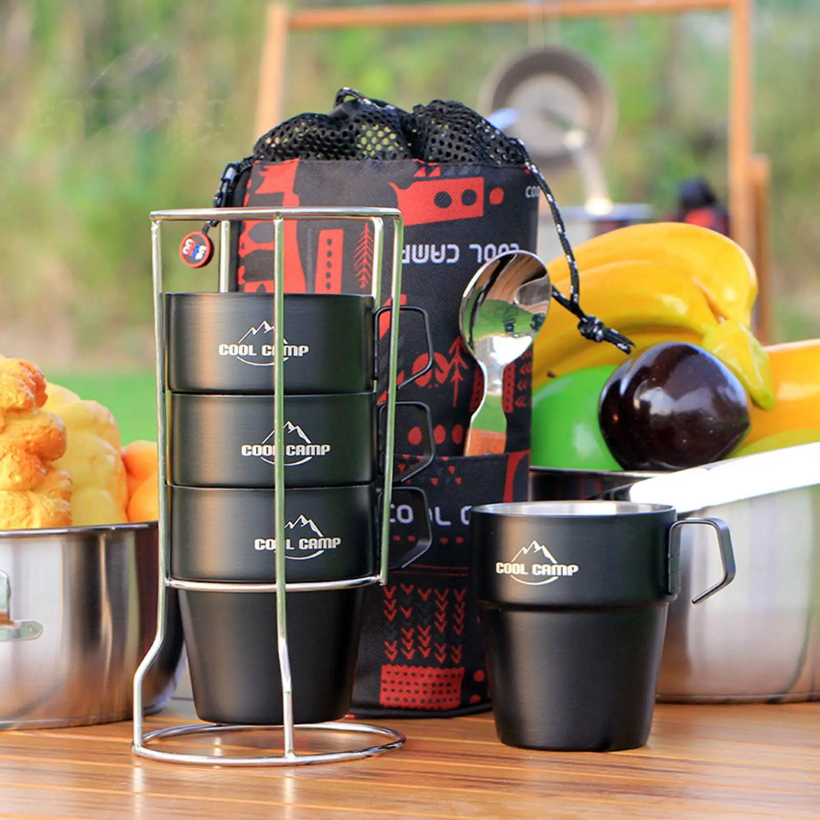 Double Camping Mugs Heating Portable with Reusable Light Preservative for Baking