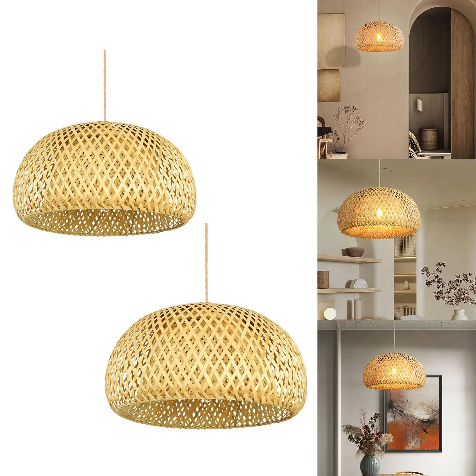 Rustic Pendant Light Lampshade Pendant Light Cover Chandelier Hanging Hand Weaved Bamboo Ceiling Lights Lampshade for Cafe Shop