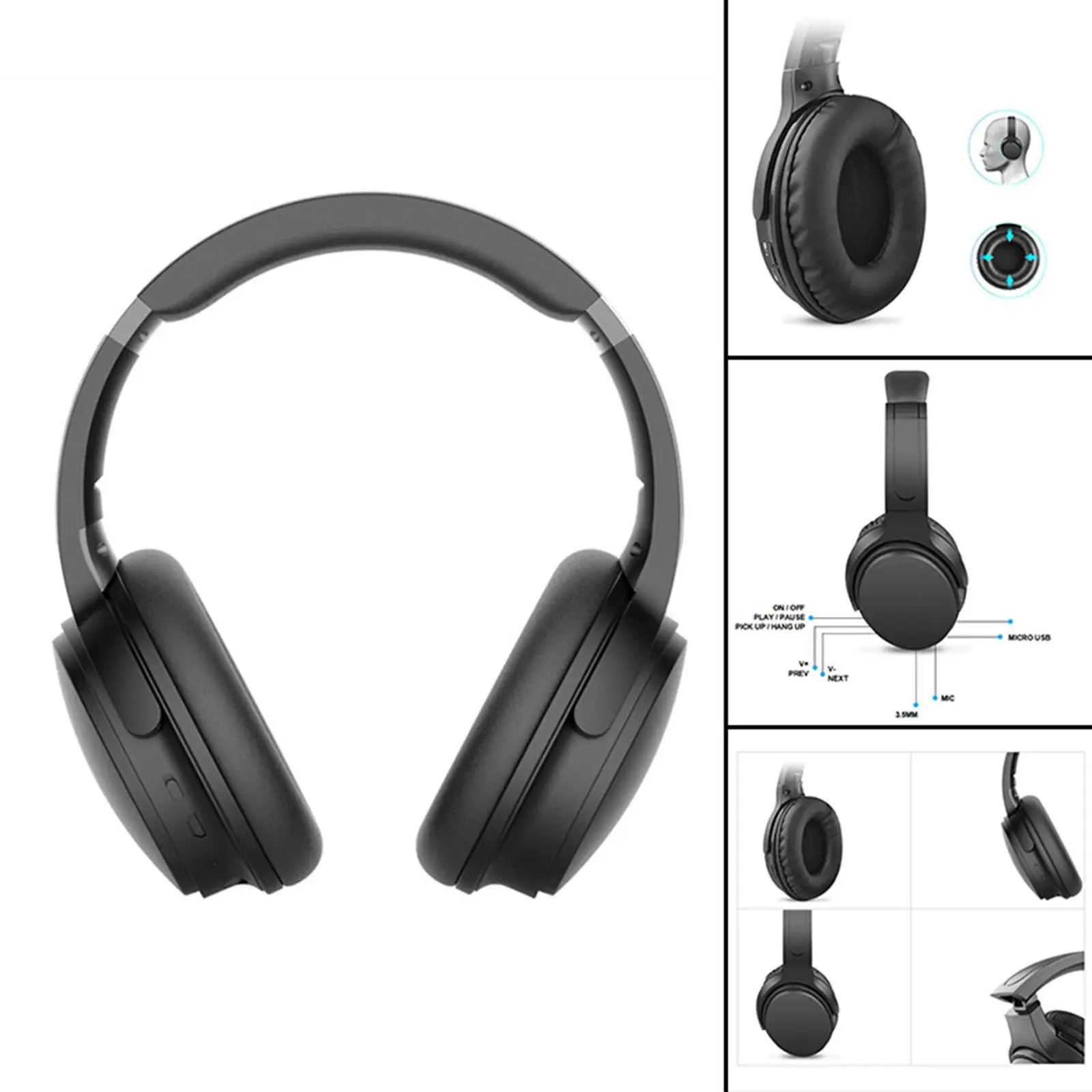  Headset Over Ear Noise Canceling(ANC) Headphones for s Music PC 
