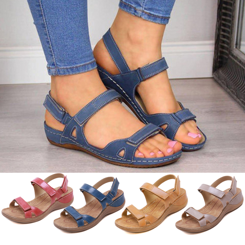 Women Summer Cool Flat Sandal Air Permeable Open Toe Design Sandal for Senile Women Size 35-43