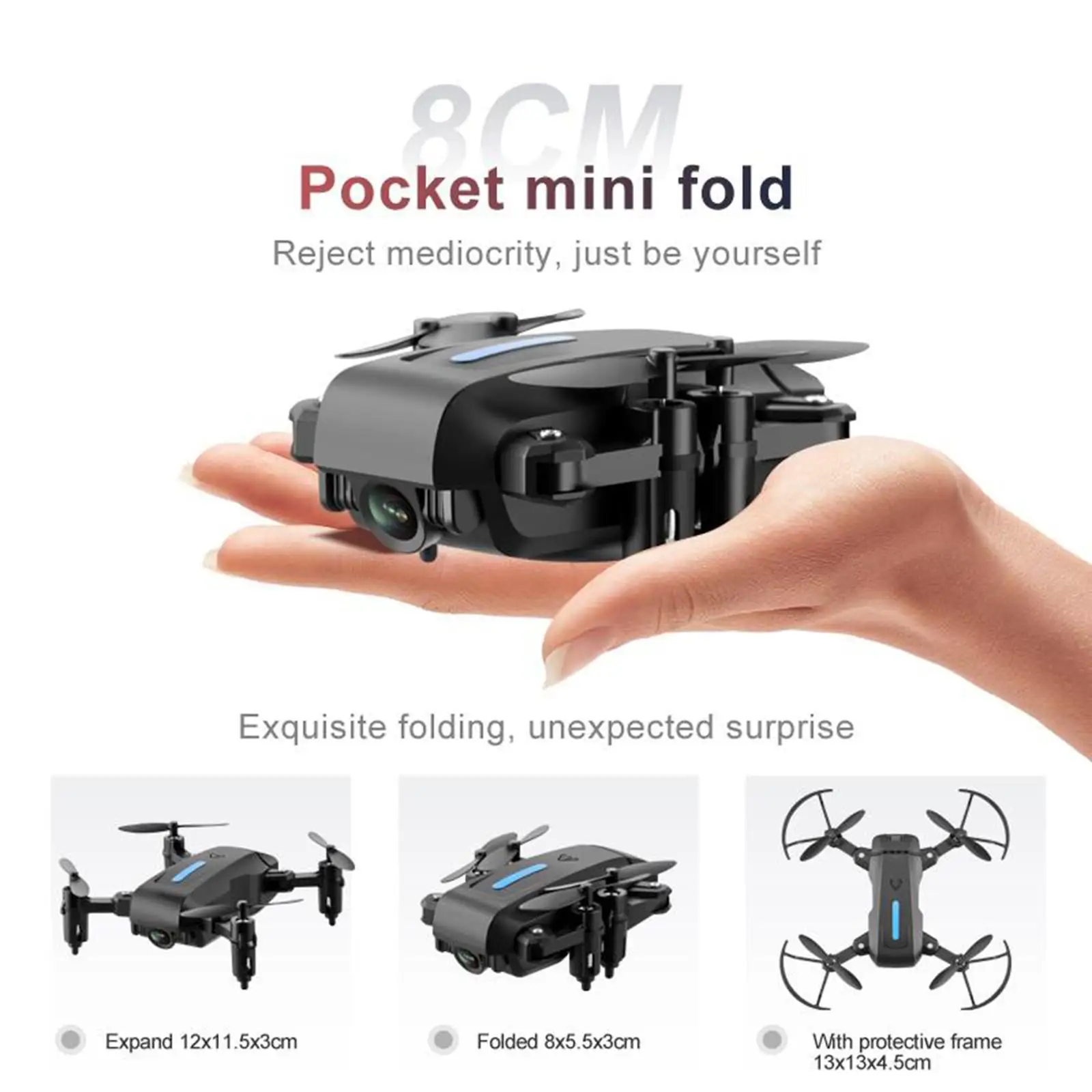 Mini Drone with Camera WIFI HD FPV Foldable RC Quadcopter 4CH   Remote