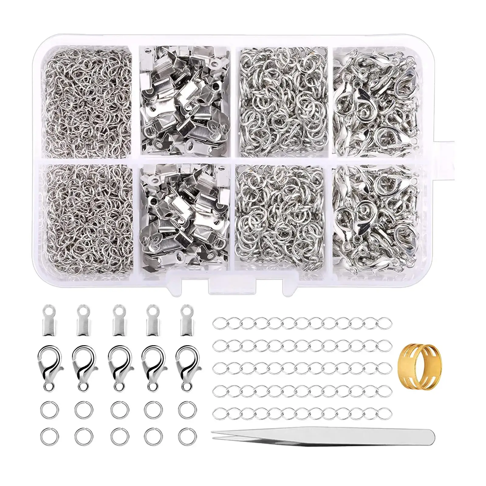 Jewelry Findings Tools Set Extension Chains Fold Over End Caps Jump Rings Opener Jewelry Making Kit for Crafts Necklace Bracelet