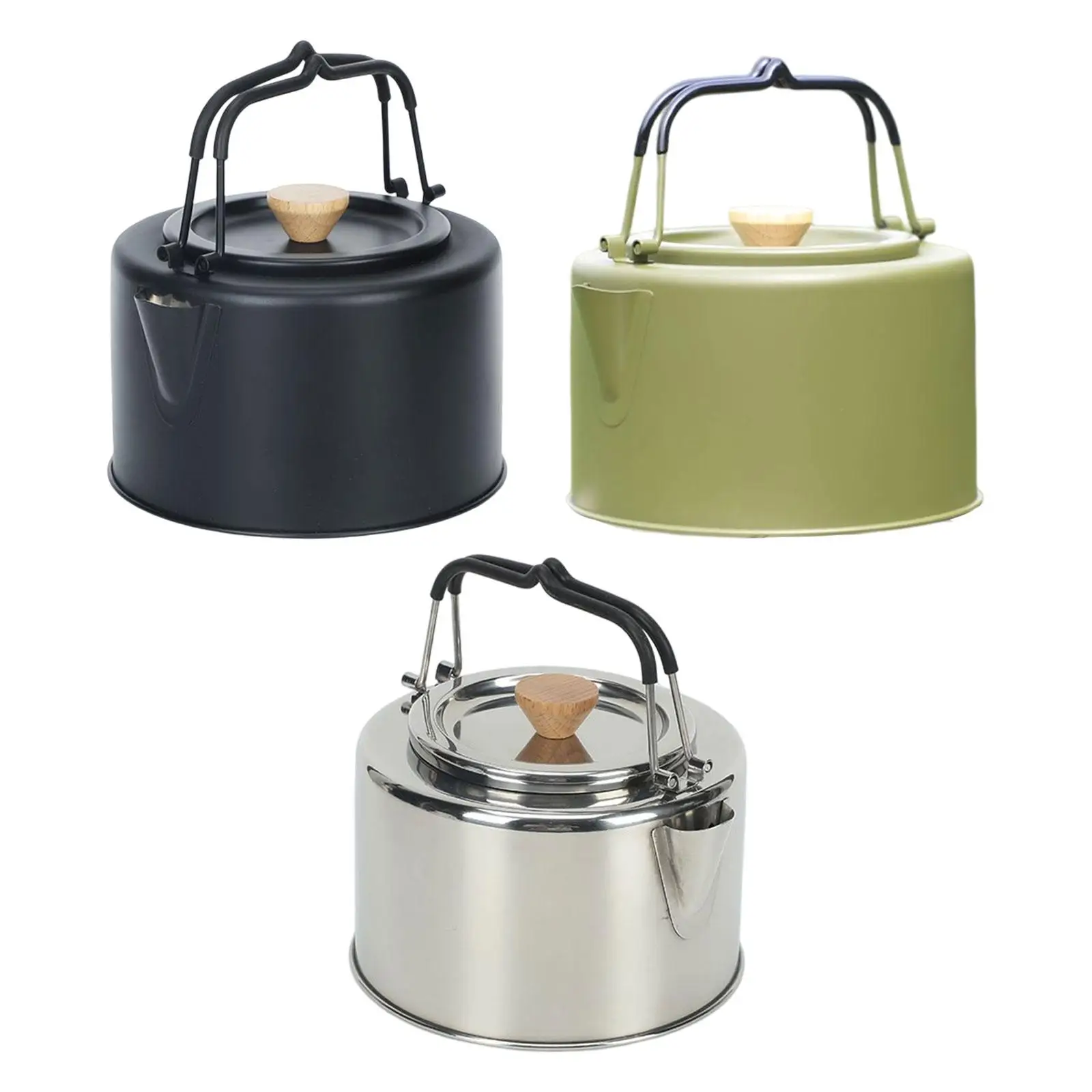 Stainless Steel Camping Tea Kettle Camp Tea Pot with Lid 1L Kettle Outdoor Kettle for Outdoor