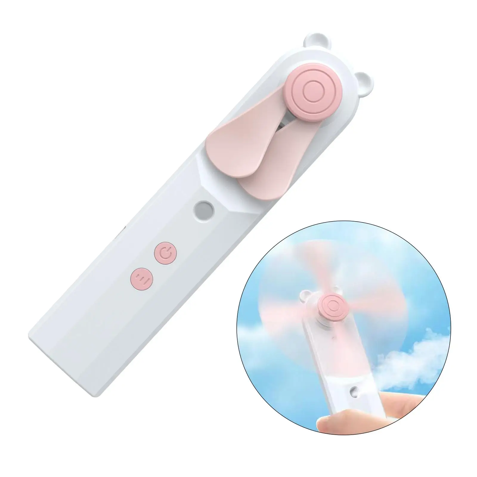 USB Handheld Misting Fan Mister 2 in 1 Rechargeable Silent Portable 3 Speed Air Cooing Fan for Personal Travel Hiking Indoor Gym