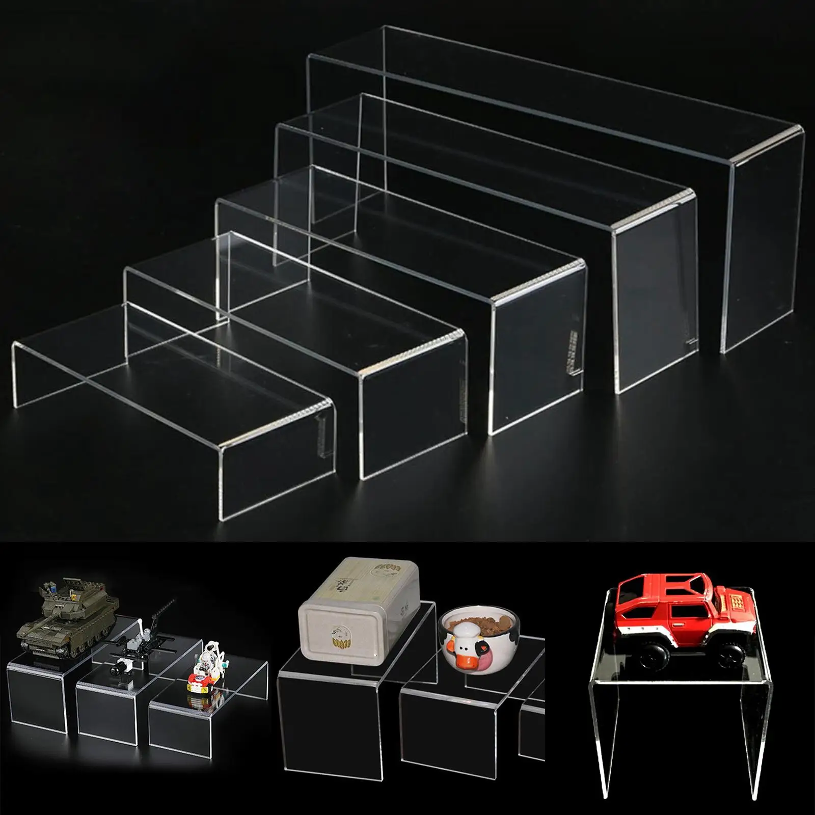 Acrylic Nesting Display Stand, , 5 Piece, Rectangular Counter, Jewelry, Collection Display