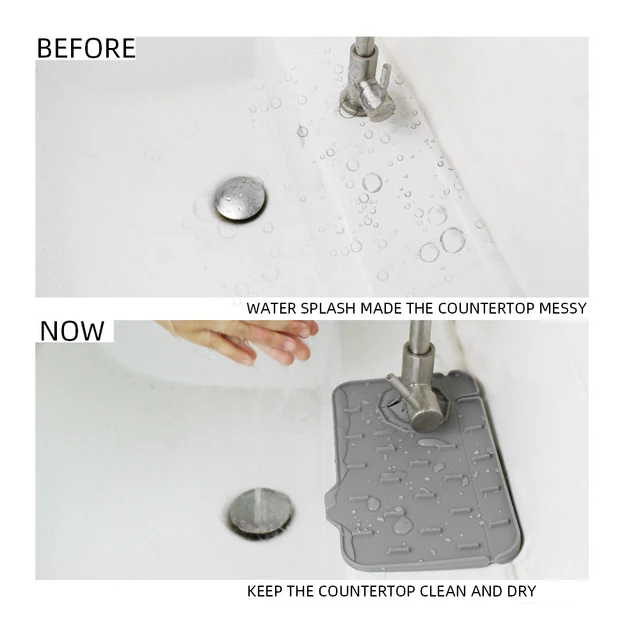 Kitchen Silicone Faucet Absorbent Mat Sink Splash Guard Countertop  Protector Mat Draining Pad for Bathroom Sink