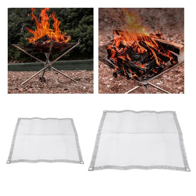 Outdoor   Foldable Grill Pad Fire Mat for Hiking BBQ Backyard