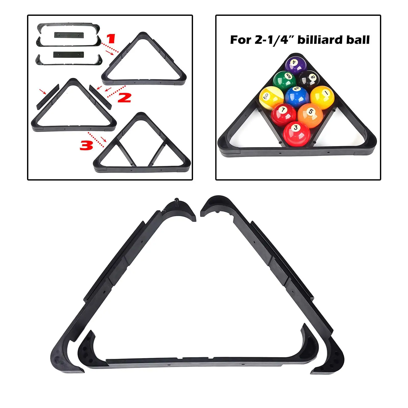2 in 1 Billiard Triangle Ball Rack Pool Table Holders Snooker Accessories Durable Pool Rack for for 2-1/ 4inch Billiard Ball