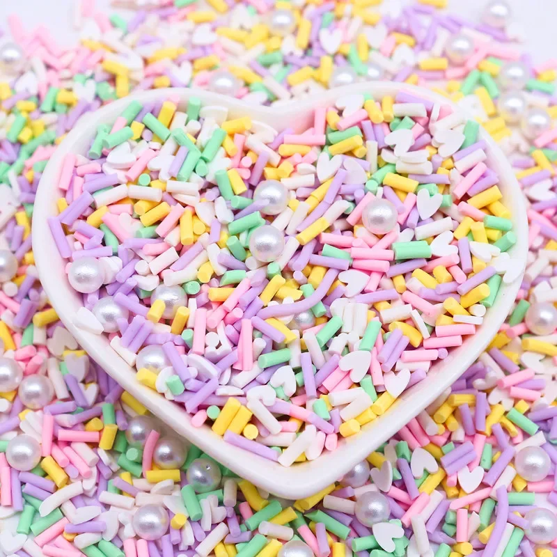 Süßigkeiten-Polymer-Ton-Scheiben, 1 mm, dünn, lang, zylindrisch, heiße Ton-Streusel für Schleim, DIY-Handwerk, winziges Kunststoff-Ton-Zubehör – Detail 1