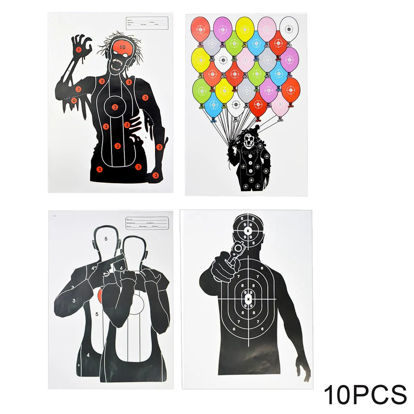 10Pcs Paper Silhouette Targets, for Indoor and Outdoor Shooting, Large 12