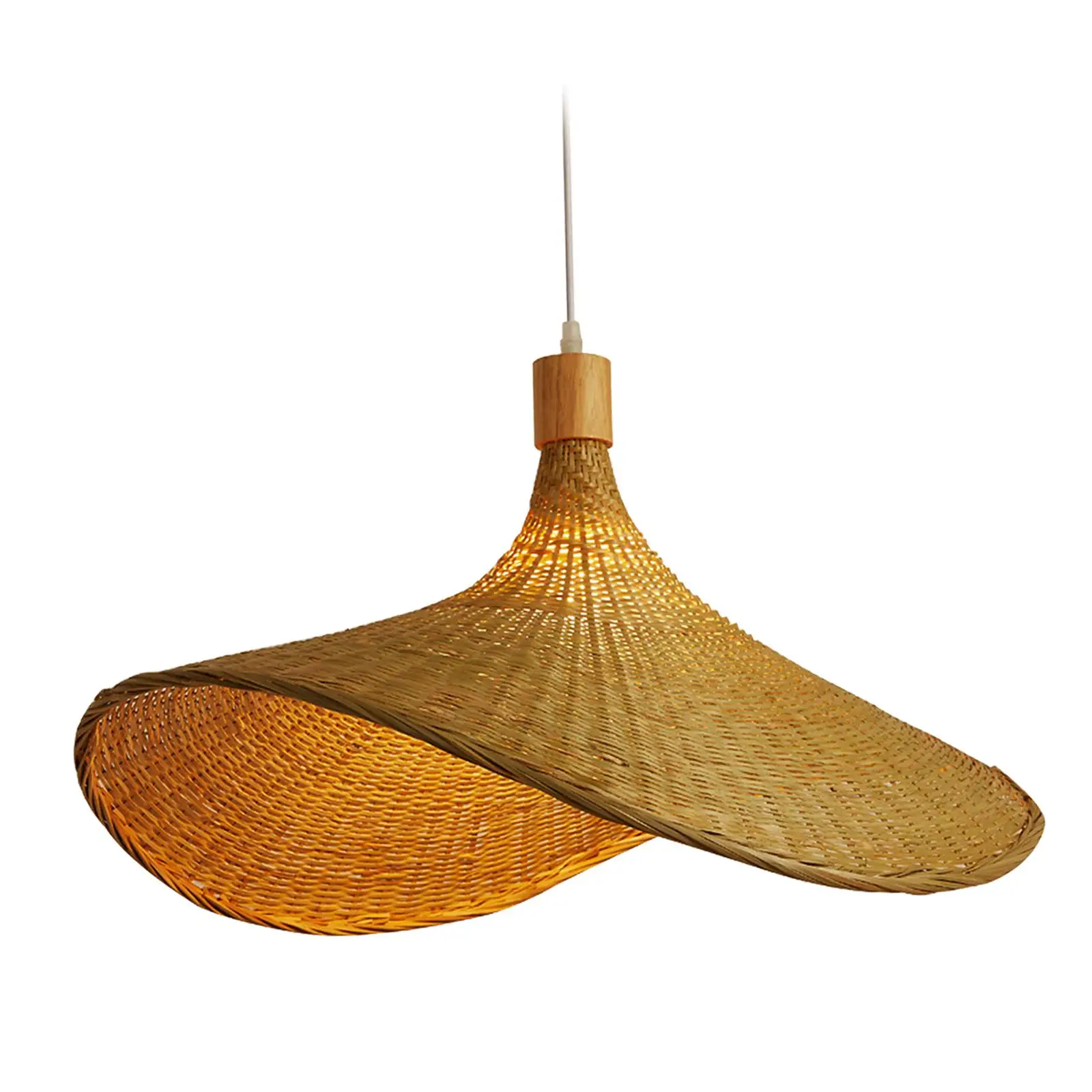 Ceiling Lamp Rattan Hat Lampshade 30cm -Bulb Not Included Antique Modern