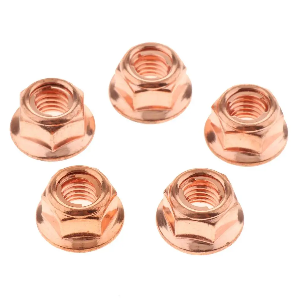 Copper Lock Nuts 8mm Exhaust Manifold & More; Set of 12 A1201420072 for BMW 3 Series E30 Carbon steel + copper plated