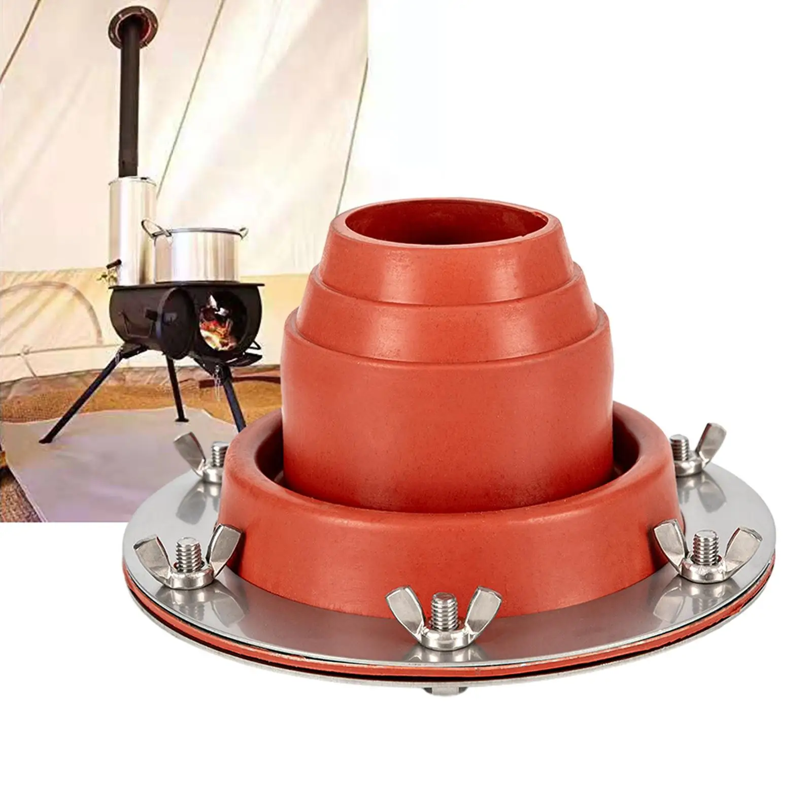 Silicone Tent Stove Jack Chimney Cover Outdoor Camping Silicone Fire Resistant Fireproof Protection Ring for Tent Backpacking