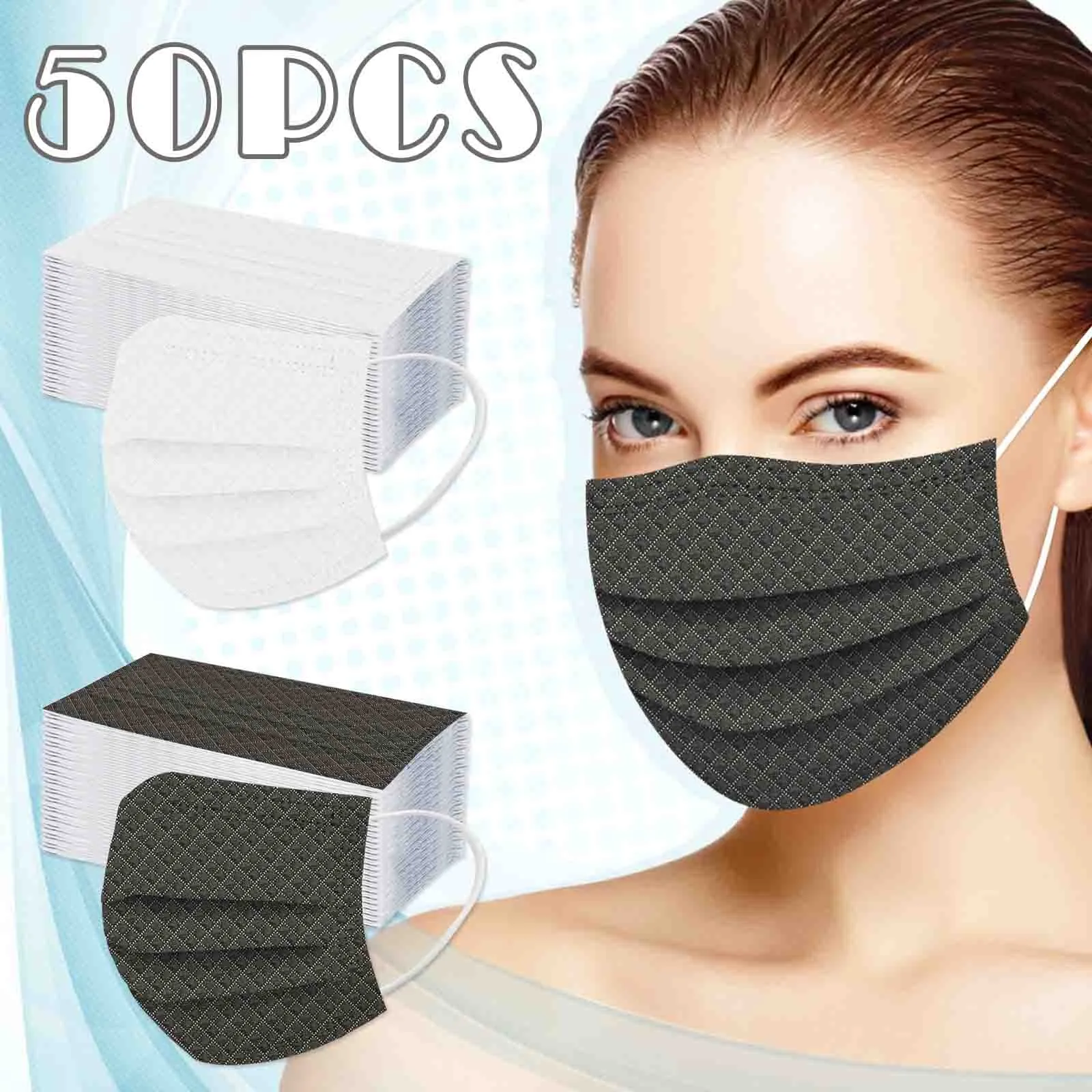 halloween costumes for adults 50pcs Adult Solid Plaid Shade Disposable Face Mask 3 Ply Earloop Masks Halloween Cosplay Маска Для Лица Masque Visage Mascaras all black halloween costumes