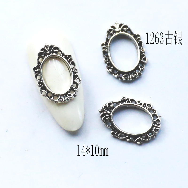 20 Stück Vintage Nail Art Rahmen vier Farben Multi-Formen Retro Legierung Nageldesigns Charms große Edelsteine für Nagelzubehör 2025 – Detail 14