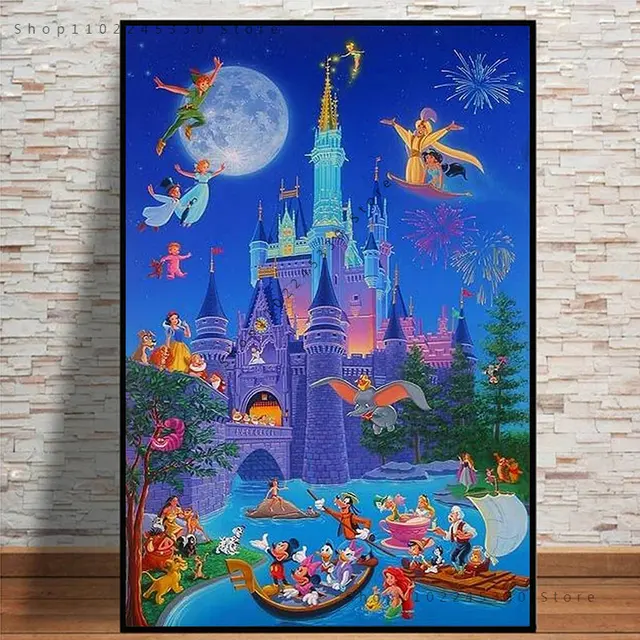 Affiche De Dessin Animé Princesse Disney, Château Imprimé, Cendrillon,  Royaume Magique, Peinture Sur Toile, Décor Mural Pour Chambre De Bébé Fille  - Peinture Et Calligraphie - AliExpress