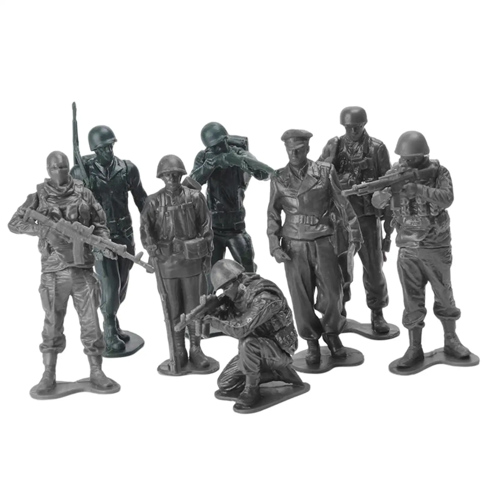 8Pcs 1:18 Scale Action Figure Toy Soldiers Playset Building Accessory Diorama Scenery Layout Soldiers Figurines Model for Adults