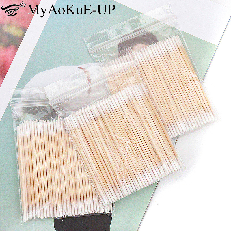 Best of 100 / 300 Pcs Disposable Double Head Cotton Swab Ear Cleaning Wood Sticks Eyelash Extension Glue Remover Microbrush Makeup Tools Reviews & Tips