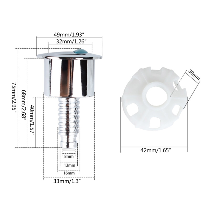 Description Picture 6 of itemP82D Universal Dual Flush Toilet Water Tanks Button Round Shape Toilet Push Dual Flush Buttons Bathroom Push Button Replace