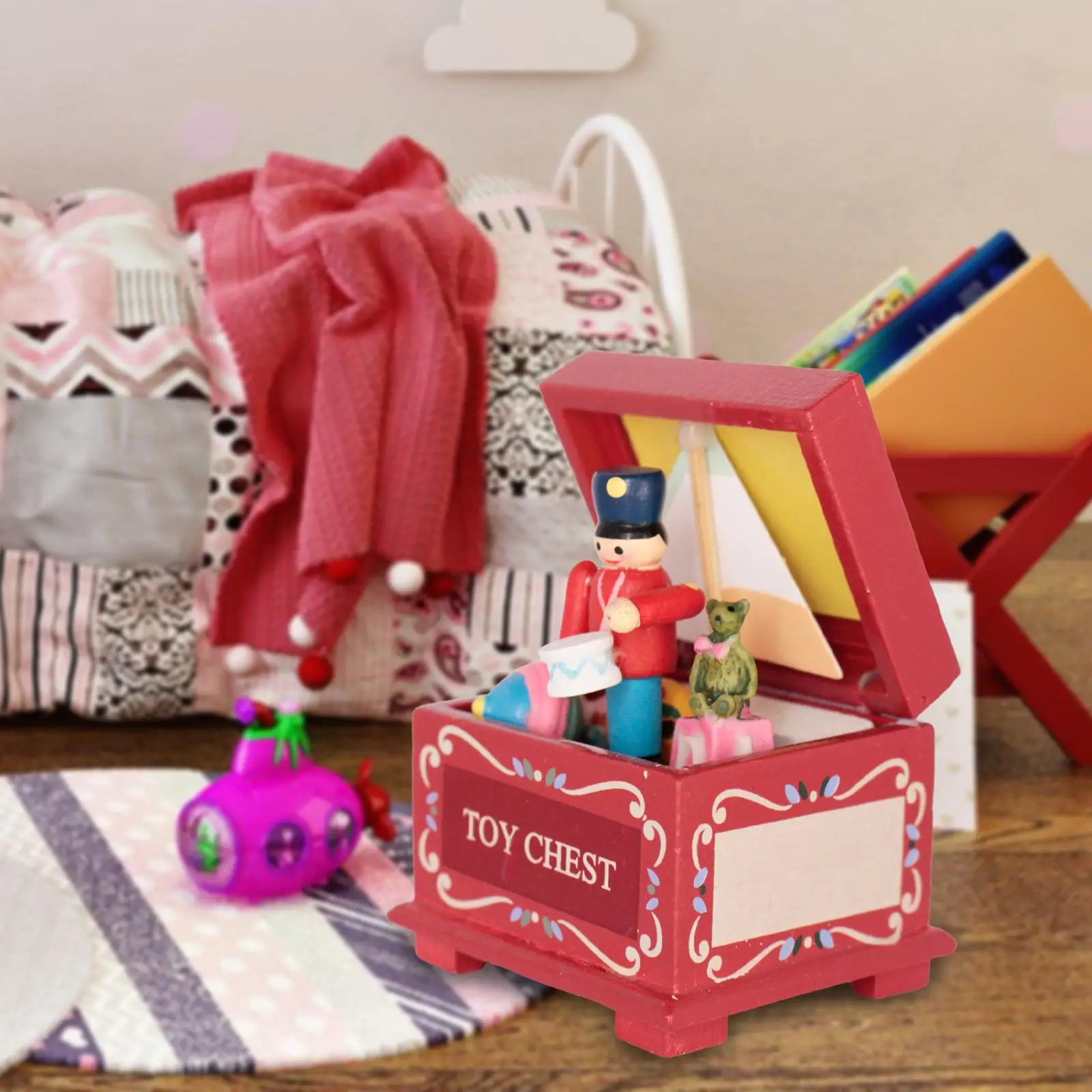 1/12 Scale Dollhouse Toys Chest Full of Toys for Dollhouse Room Box Desktop