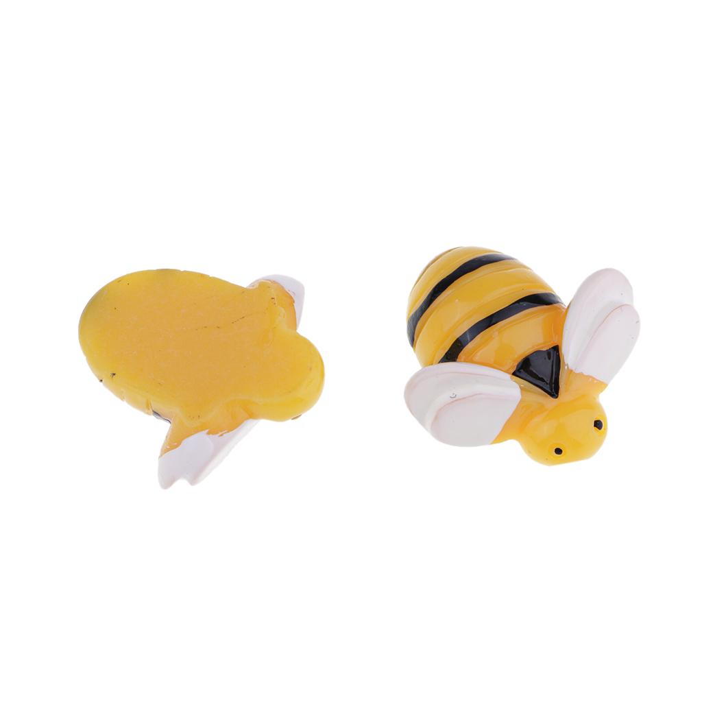 10pcs Mini Bee Shape Resin Flatback Dollhouse Miniature Ornaments for DIY Phone Jewelry Making Supplies