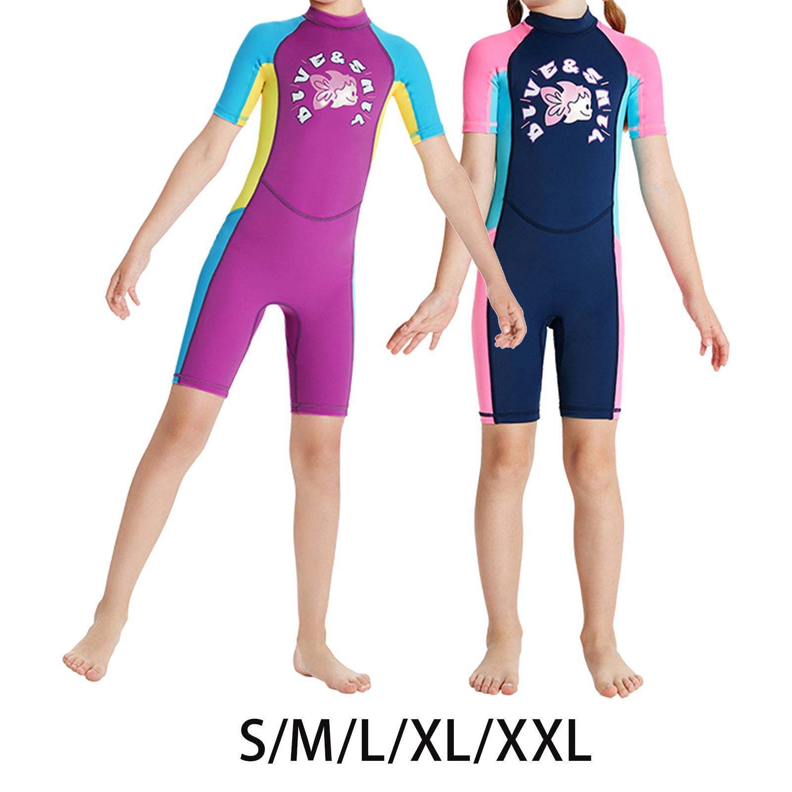 Kids Diving Swimsuits Bathing Suit Waterproof Short Sleeve Swimming Costume