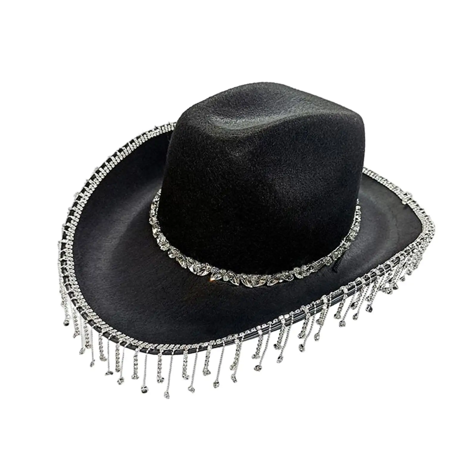 Wide Brim Hat Fancy Dress Bridal Engagement Party Women Western Cowboy Hat