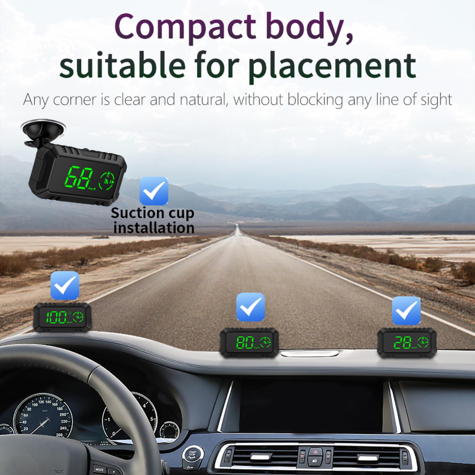 Car HUD Head up Display Speedometer Mileage Measurement GPS Course Digital Display Fatigue Alert Speed Trip Meter Fit for Truck