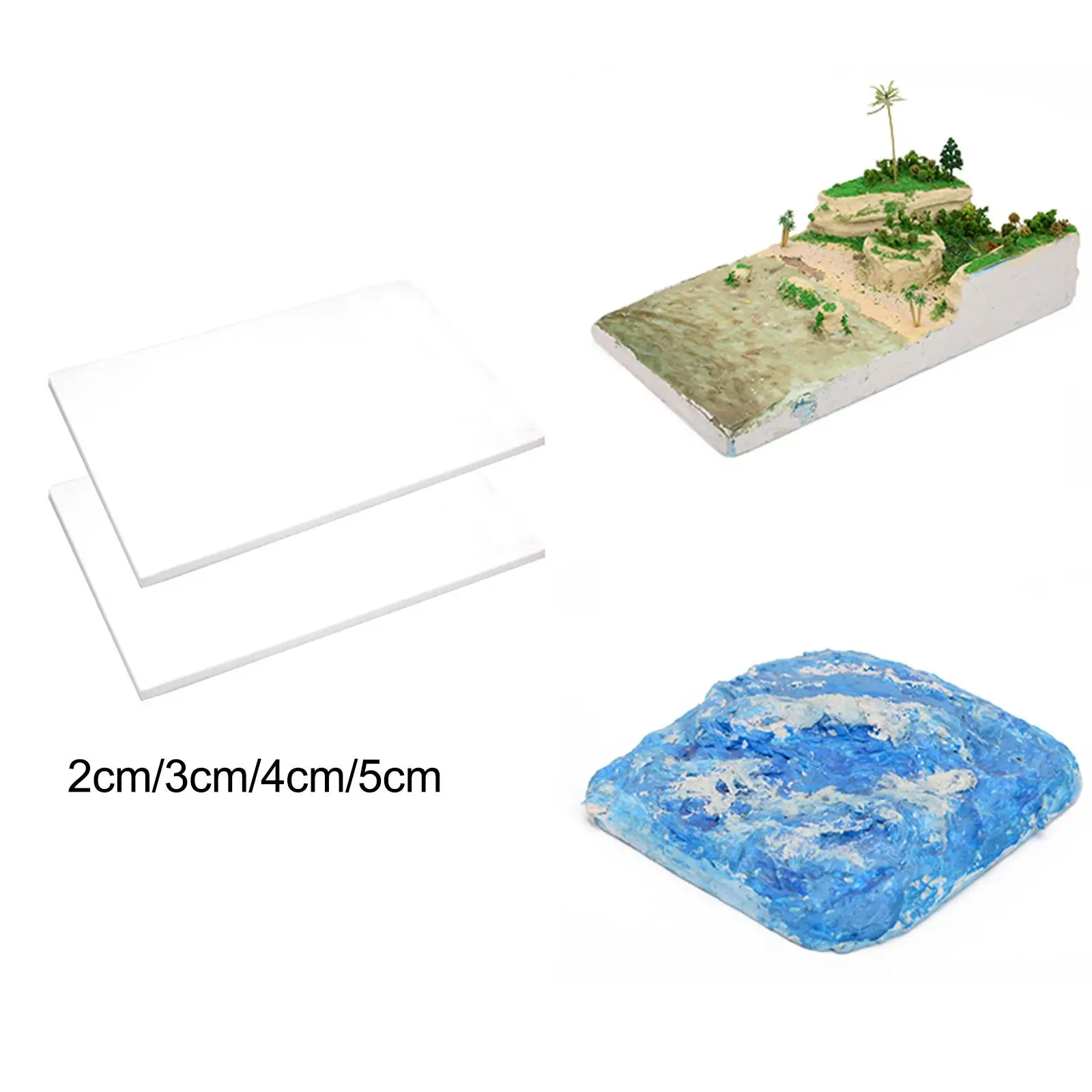2x Sculpting Sheets DIY Scenery Micro Landscape Accessories Modelling Foam Plate Fairy Garden Diorama Base Rectangular Blocks