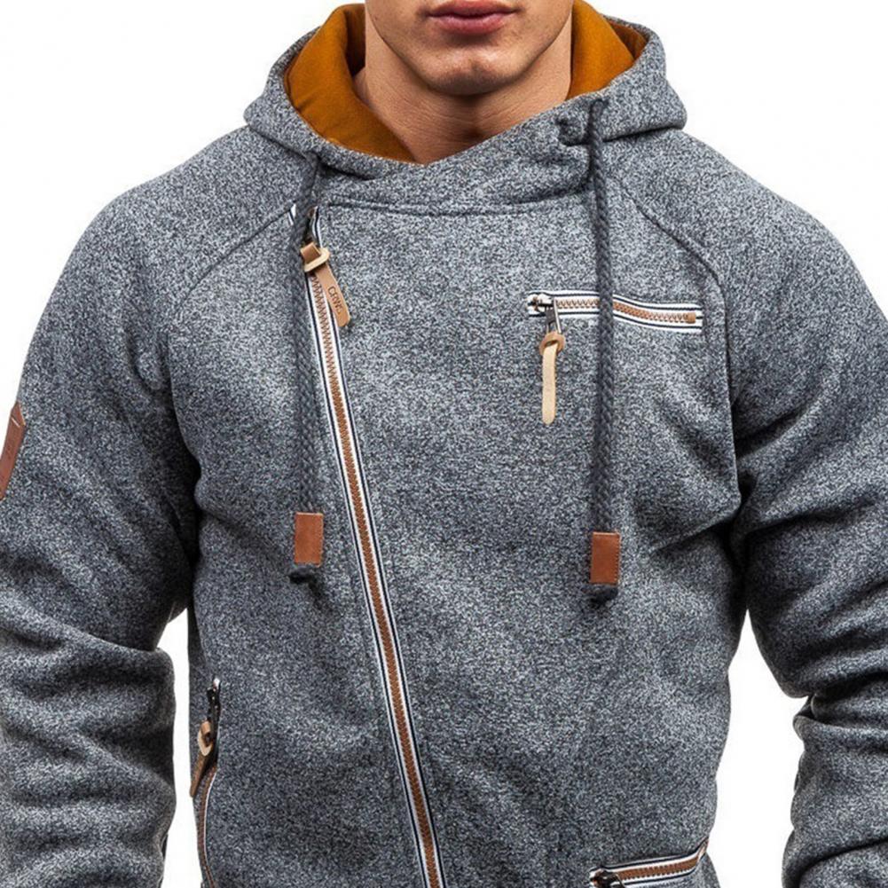 Plus Size Men Sweatshirt Side Zip Placket Outwear Oversize Hoodie Autumn Winter Loose Drawstring Hoodie Male AliExpress